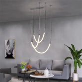 Leda curve chandelier Metal Hose Black linear lamp for Living Room Center Table designer lamp Home Decor staircase lighting